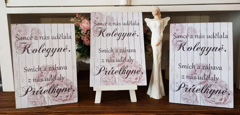 Dřevěný obrázek - pro kolegyni, ruční práce