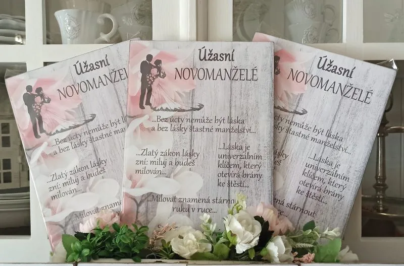 Dřevěný obrázek - přání novomanželům