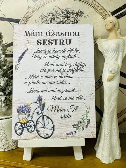 Dřevěná cedulka - Mám úžasnou sestru