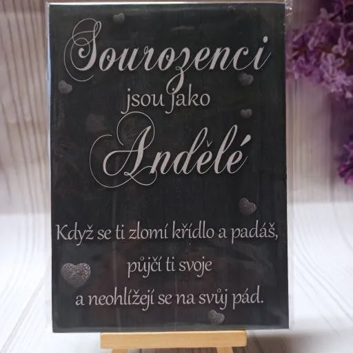 Dřevěný obrázek - Dárek pro sourozence