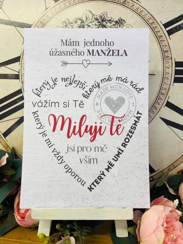 Dárek pro manžela - dřevěný obrázek