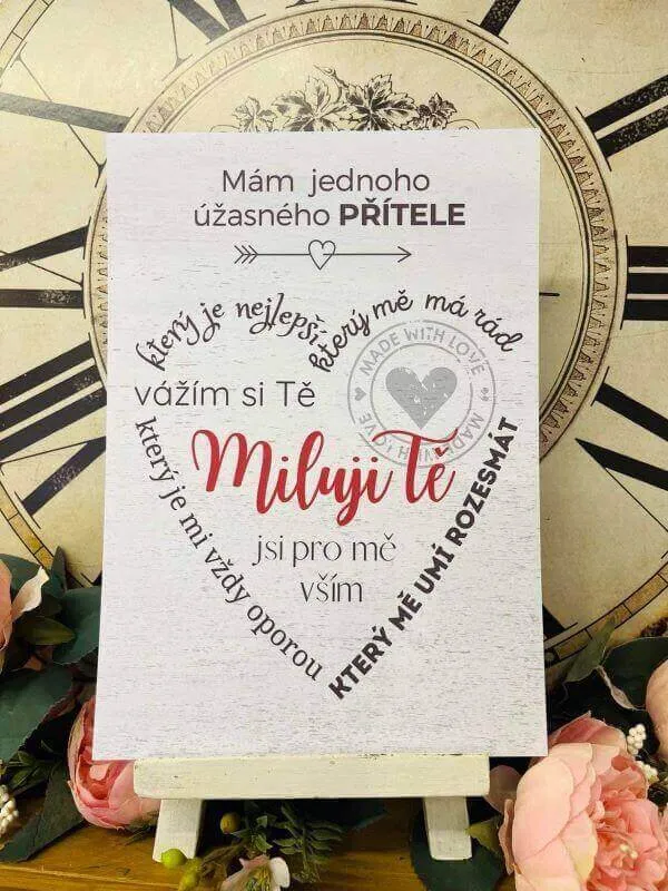 Dárek pro přítele - dřevěný obrázek