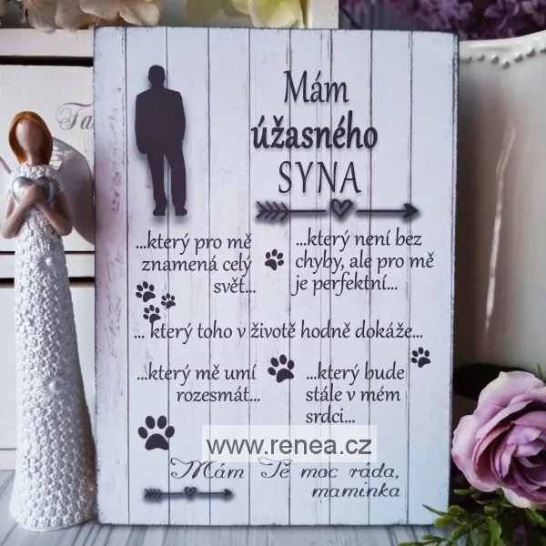 Dřevěný obrázek - dárek pro syna