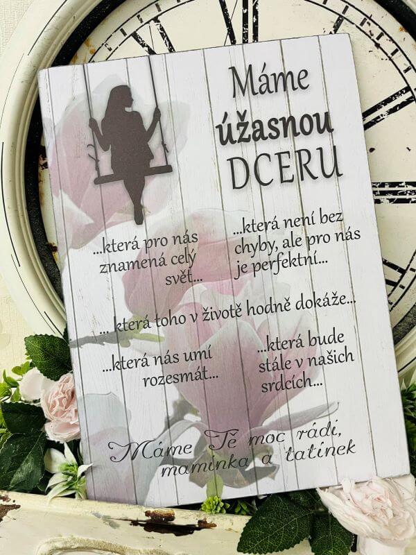 Pro dceru - dřevěný obrázek, ruční práce