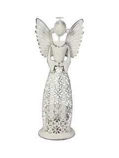 Kovový anděl na čajovou svíčku, 27 cm