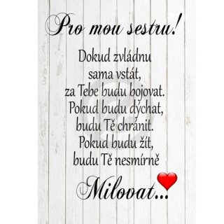 Dřevěný obrázek pro sestru