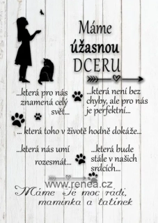 Pro dceru - dřevěný obrázek, ruční práce