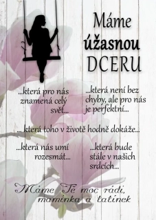 Pro dceru - dřevěný obrázek, ruční práce