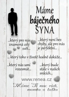 Dřevěný obrázek - Máme báječného syna