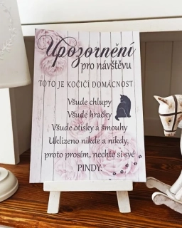 Dřevěný obrázek - Upozornění pro návštěvu