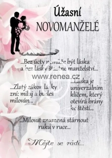 Dřevěný obrázek - přání novomanželům