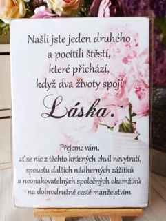 Pro novomanžele - dřevěný obrázek, ruční práce