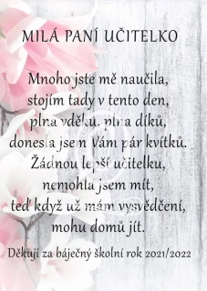 Dřevěný obrázek - pro paní učitelku, ruční práce