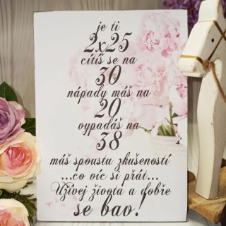Dárek k 50. narozeninám - dřevěný obrázek
