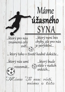 Dárek pro syna - dřevěný obrázek fotbalista