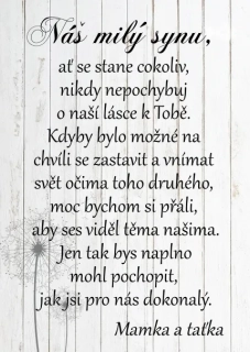 Dárek pro syna - dřevěný obrázek 