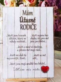 Dárek pro rodiče - dřevěná cedulka