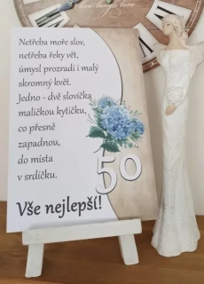 Blahopřání k 50. narozeninám - dřevěný obrázek