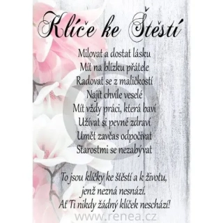 Dřevěný obrázek - Klíče ke štěstí magnolie