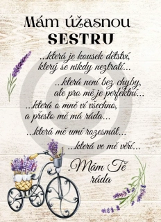 Dřevěná cedulka - Mám úžasnou sestru