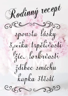 Dřevěná cedulka - Rodinný recept