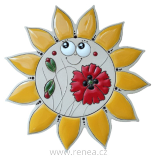 Keramické sluníčko s vlčím mákem, 14 cm