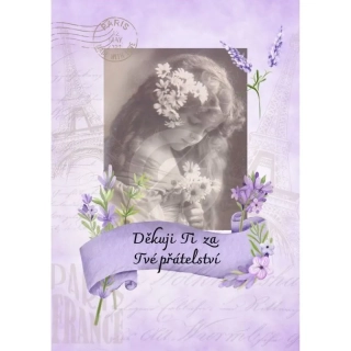 Poděkování za přátelství - vintage holčička