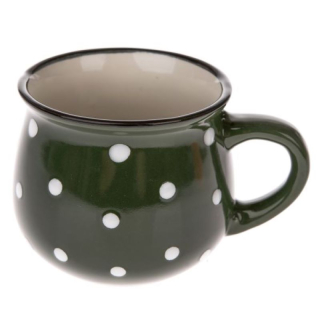 Dakls Keramický hrnek zelený s puntíky, 230 ml, 2.jakost